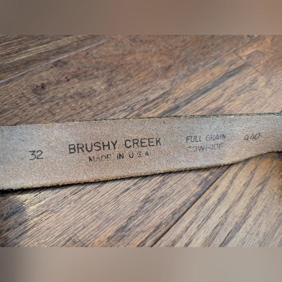 Brushy Creek Embossed Distressed Gray Leather Eagle Belt Sz 32 - Picture 4 of 13